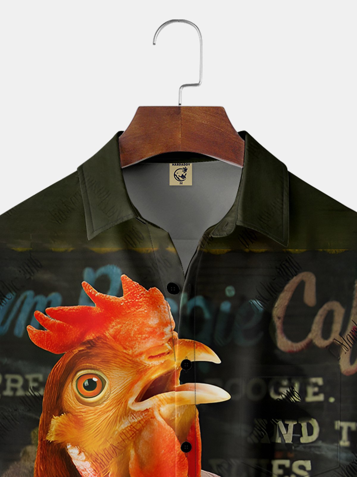 Music Rooster Chest Pocket Short Sleeve Casual Shirt