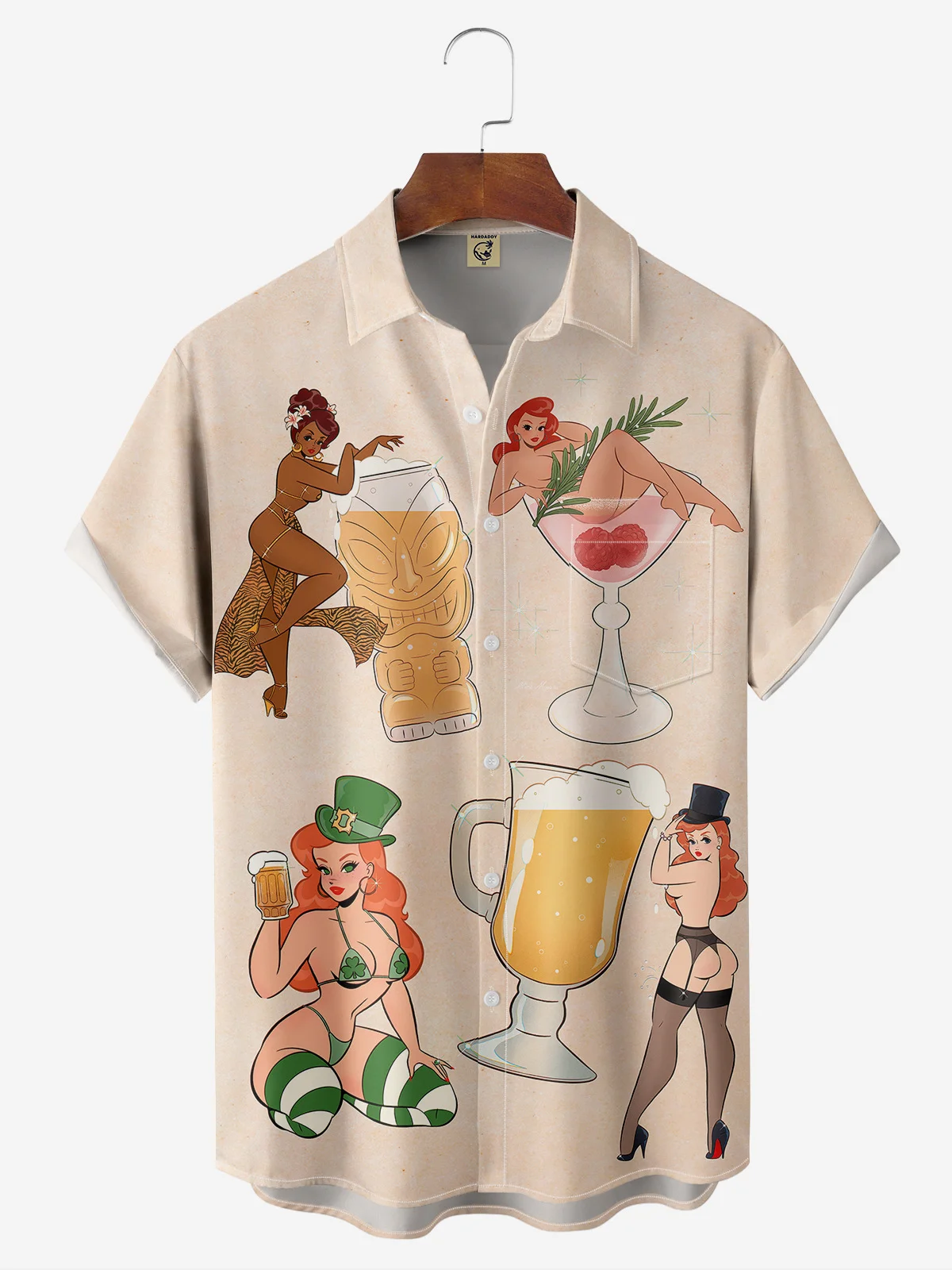 Hawaiian Button Up Shirt For Men St. Patrick'S Day Cotail Tik By Alice Meow