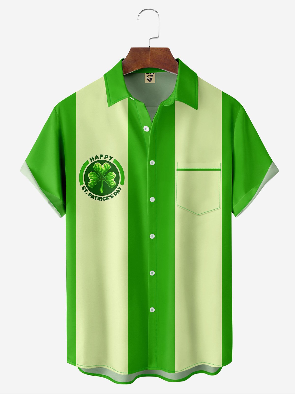 St. Patrick's Day Chest Pocket Short Sleeve Bowling Shirt