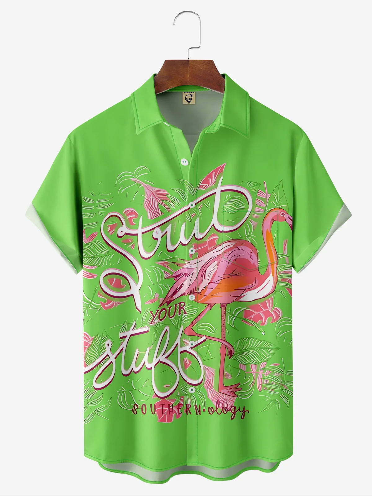 Flamingo Chest Pocket Short Sleeve Hawaiian Shirt