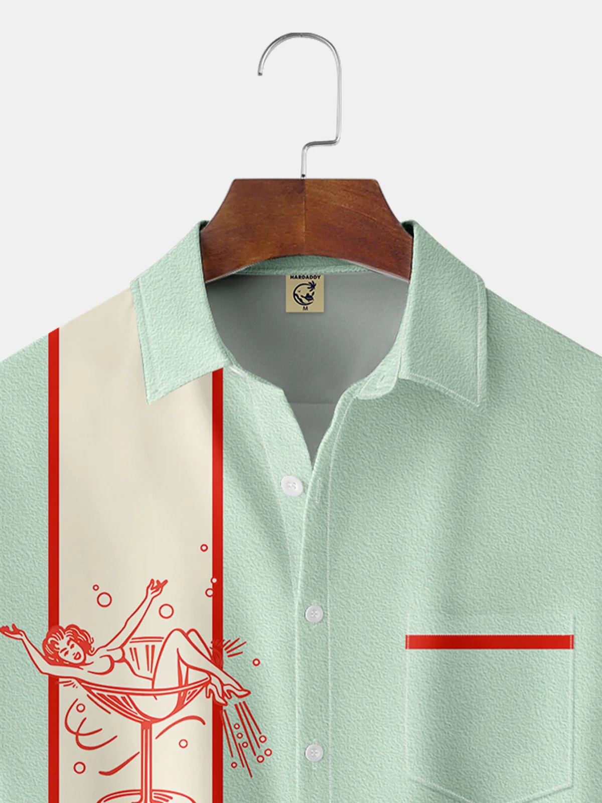 Beauty Cocktail Chest Pocket Short Sleeve Bowling Shirt