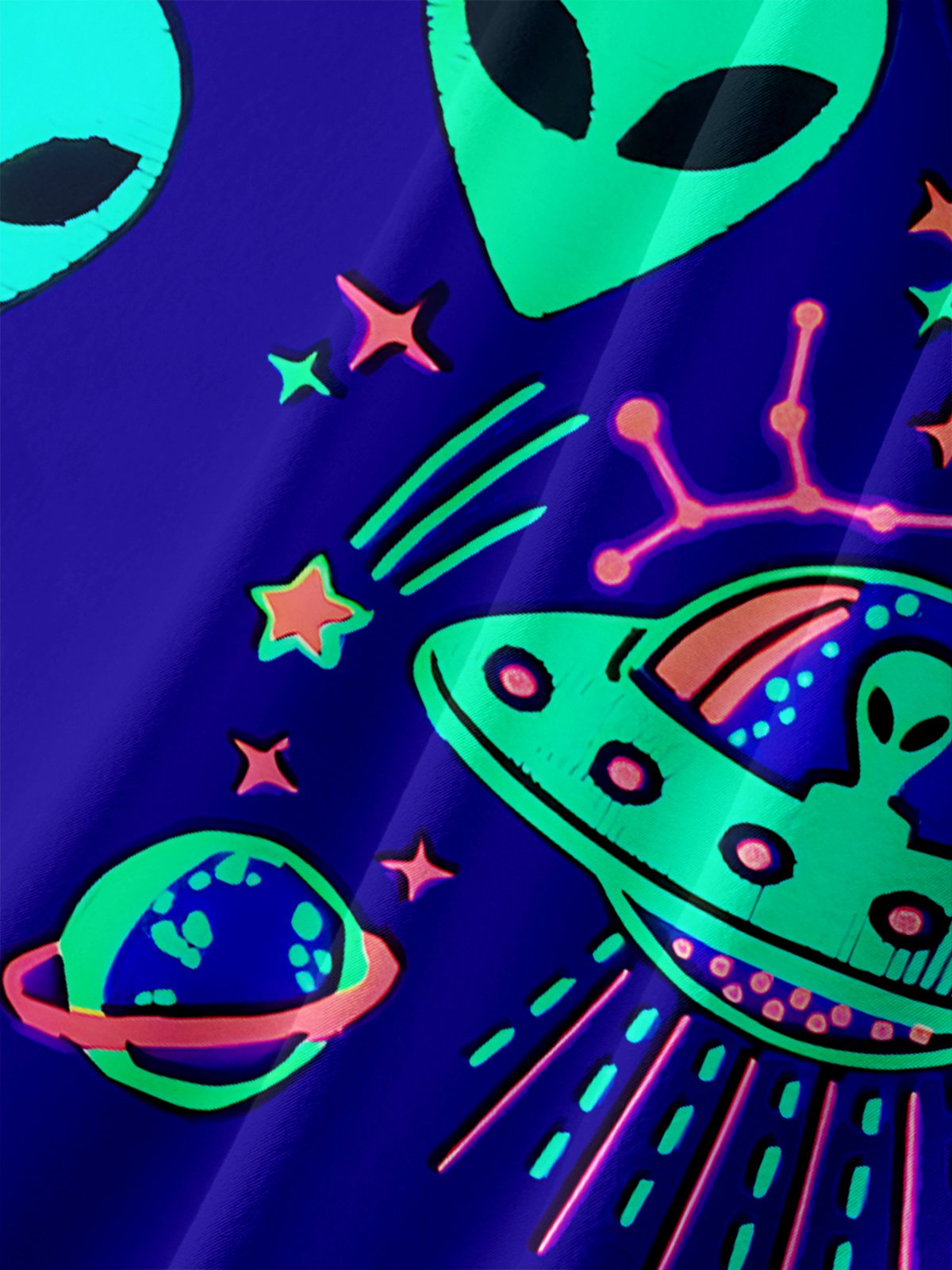 Moisture-wicking UFO Alien Spaceship Chest Pocket Shirt