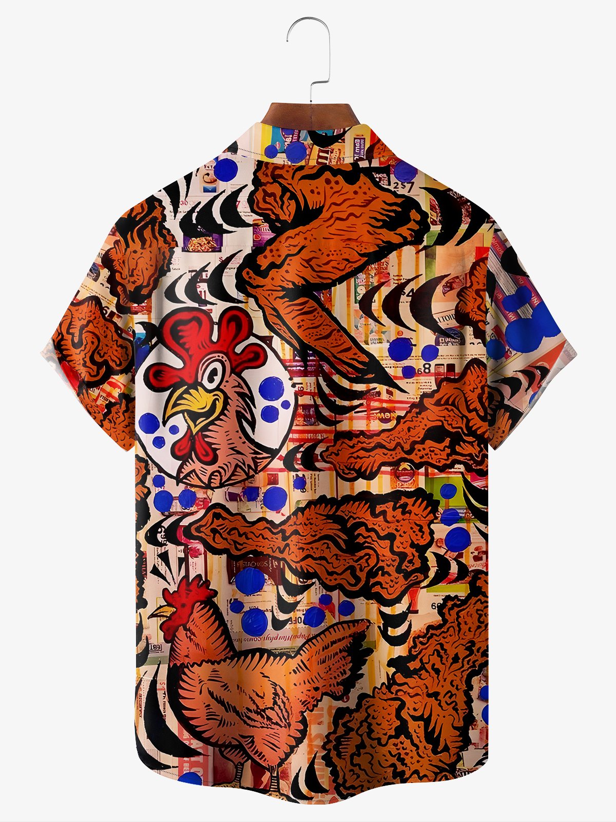 Rooster Chest Pocket Short Sleeve Casual Shirt