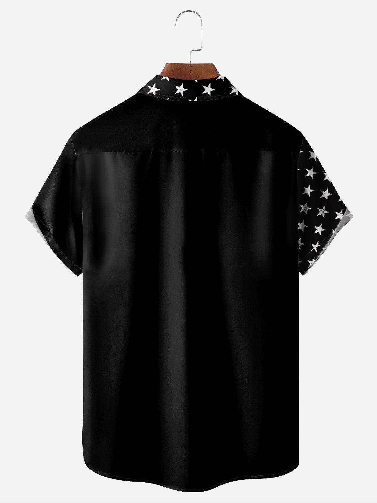 Easter Cross American Flag Chest Pocket Short Sleeve Casual Shirt