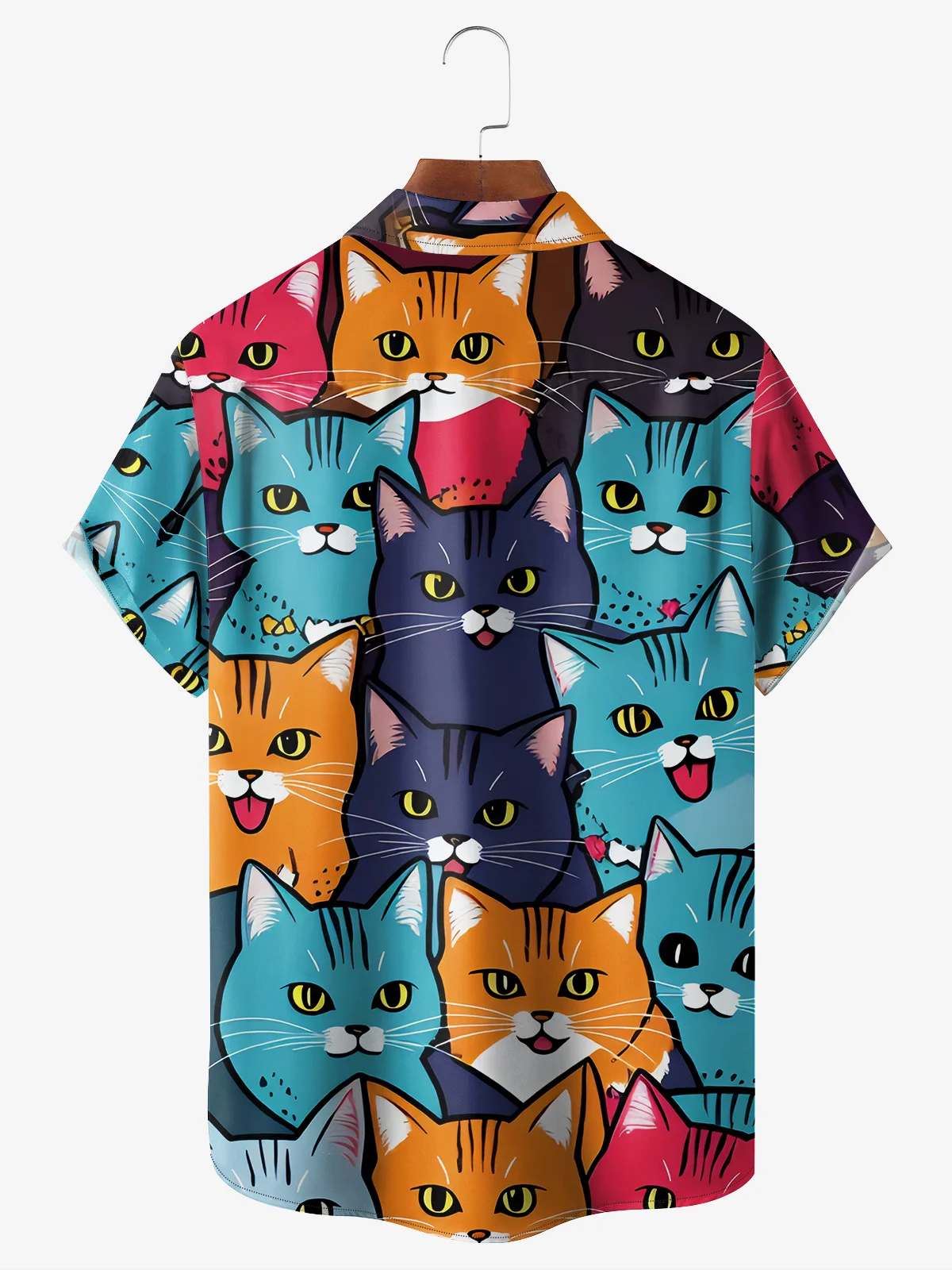 Hardaddy Cat Chest Pocket Short Sleeve Casual Shirt