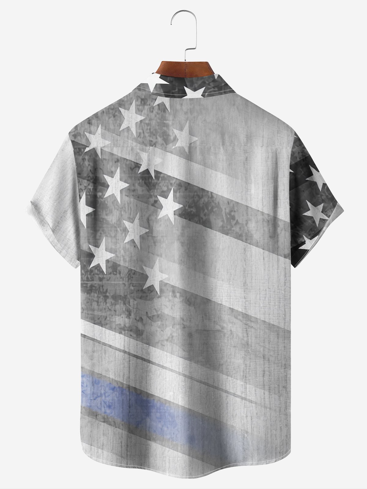 Easter Cross American Flag Chest Pocket Short Sleeve Casual Shirt