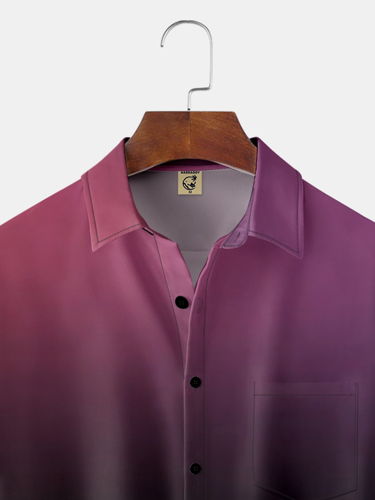 Hardaddy Gradient Color Chest Pocket Short Sleeve Casual Shirt