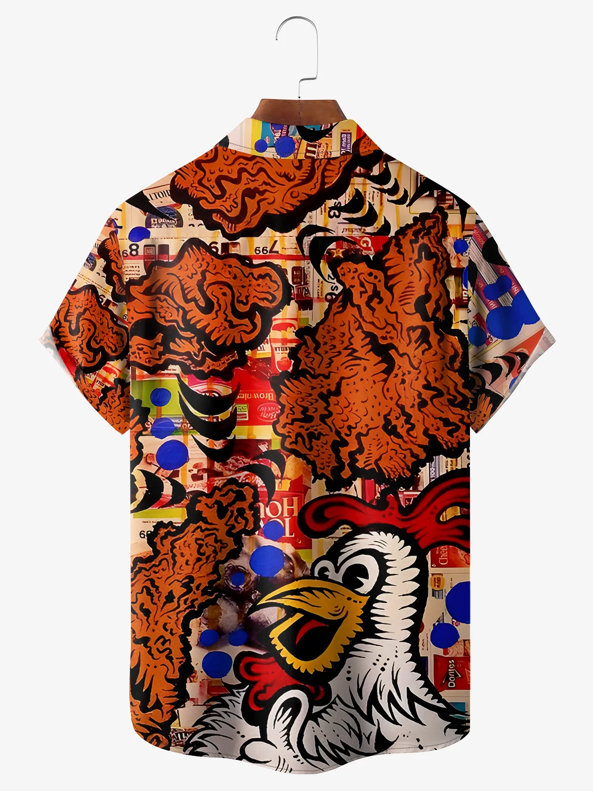 Rooster Chest Pocket Short Sleeve Casual Shirt