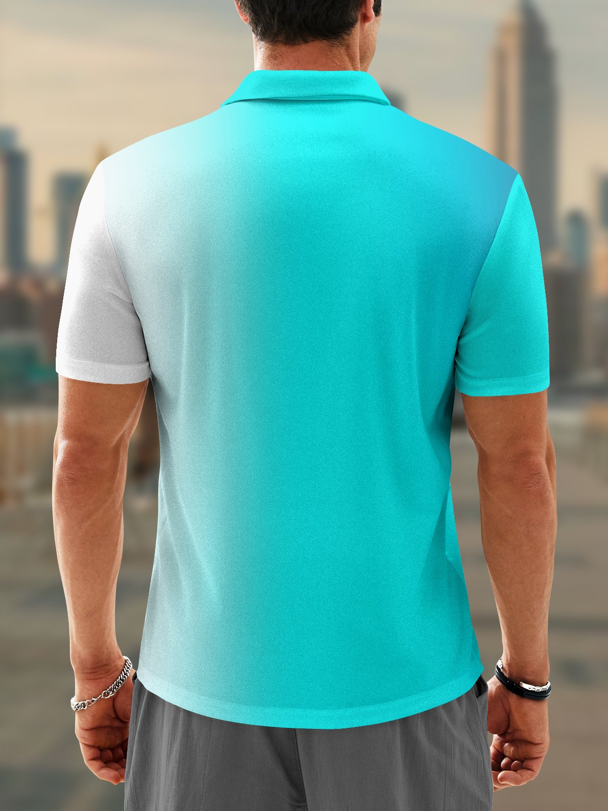 Hardaddy Golf Polo Sports Blue Shirts Short Sleeve Regular Fit Moisture-wicking Cactus Shirts
