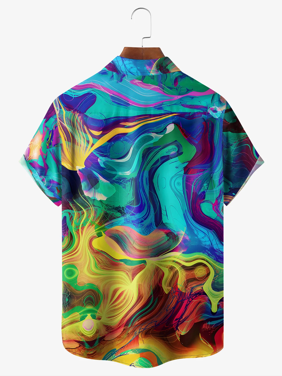 Hardaddy Geometric Line Texture Chest Pocket Short Sleeve Casual Shirt