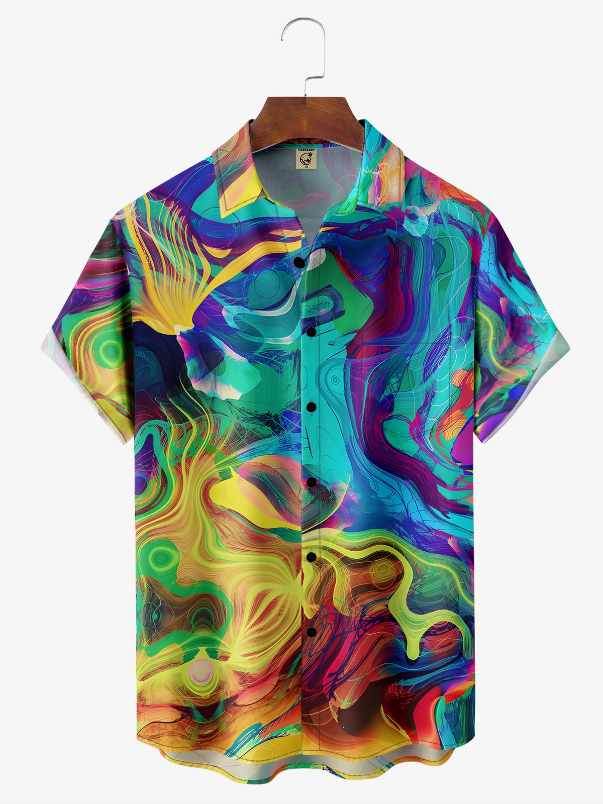 Hardaddy Geometric Line Texture Chest Pocket Short Sleeve Casual Shirt