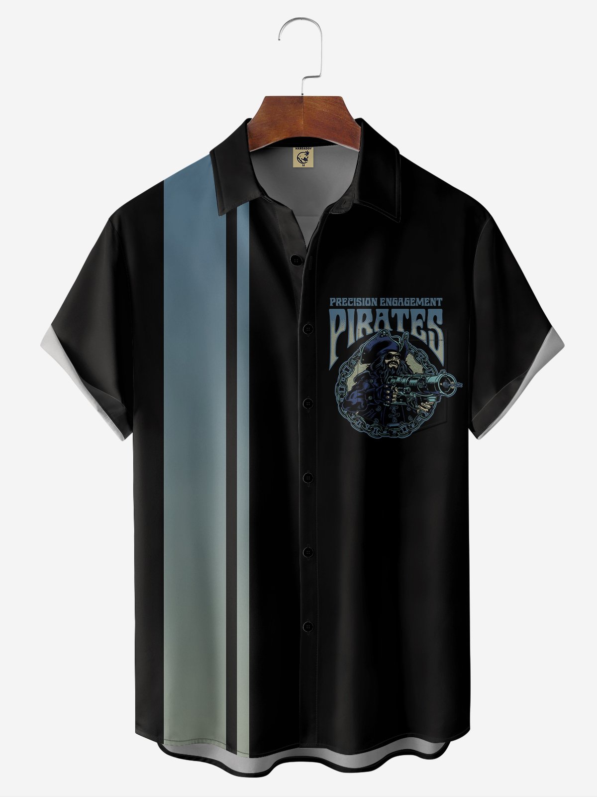 Hardaddy Pirate Chest Pocket Short Sleeve Bowling Shirt