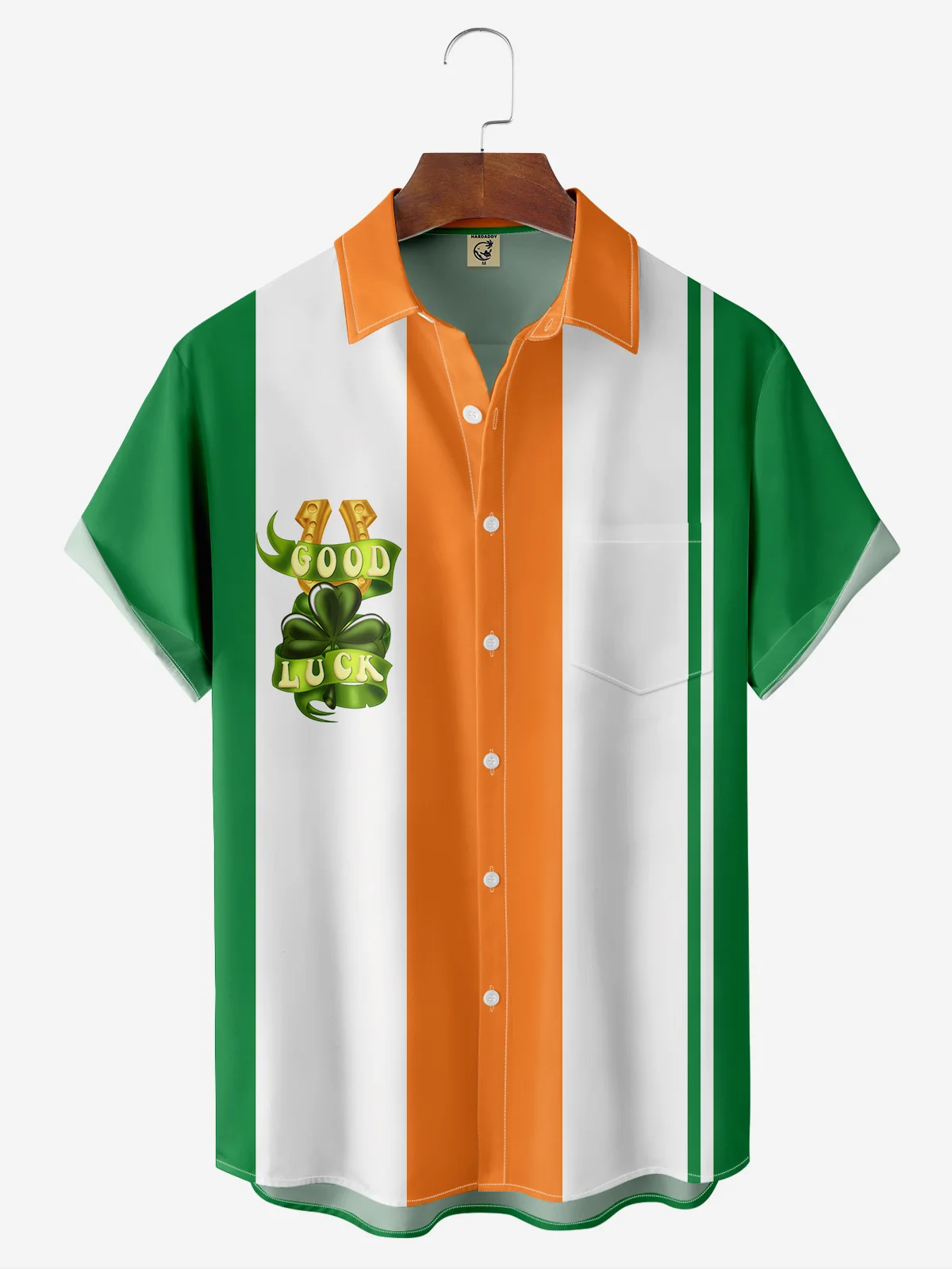 St. Patrick's Day Chest Pocket Short Sleeve Bowling Shirt