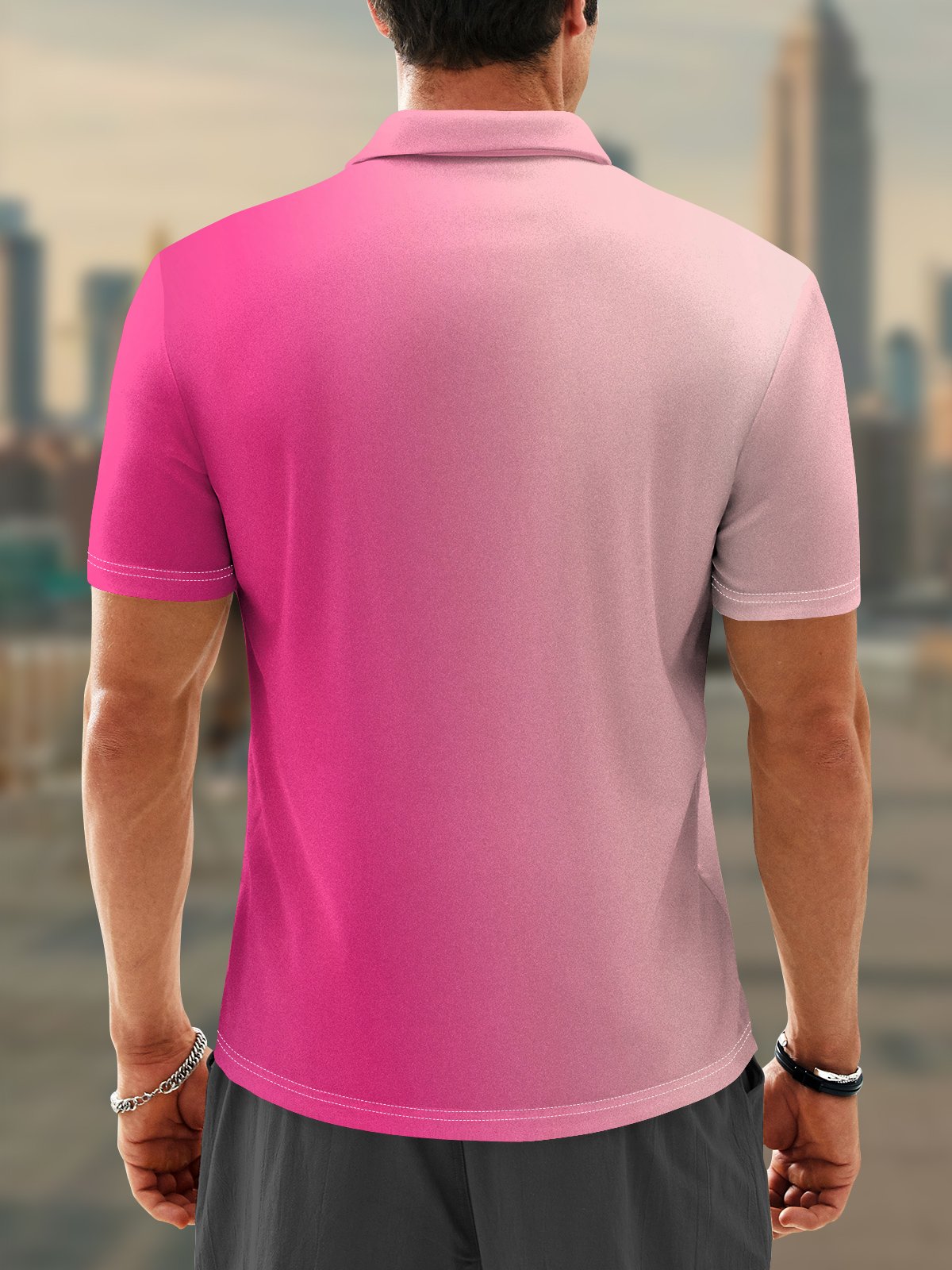 Moisture-wicking Ombre Flamingo Golf Polo Shirt