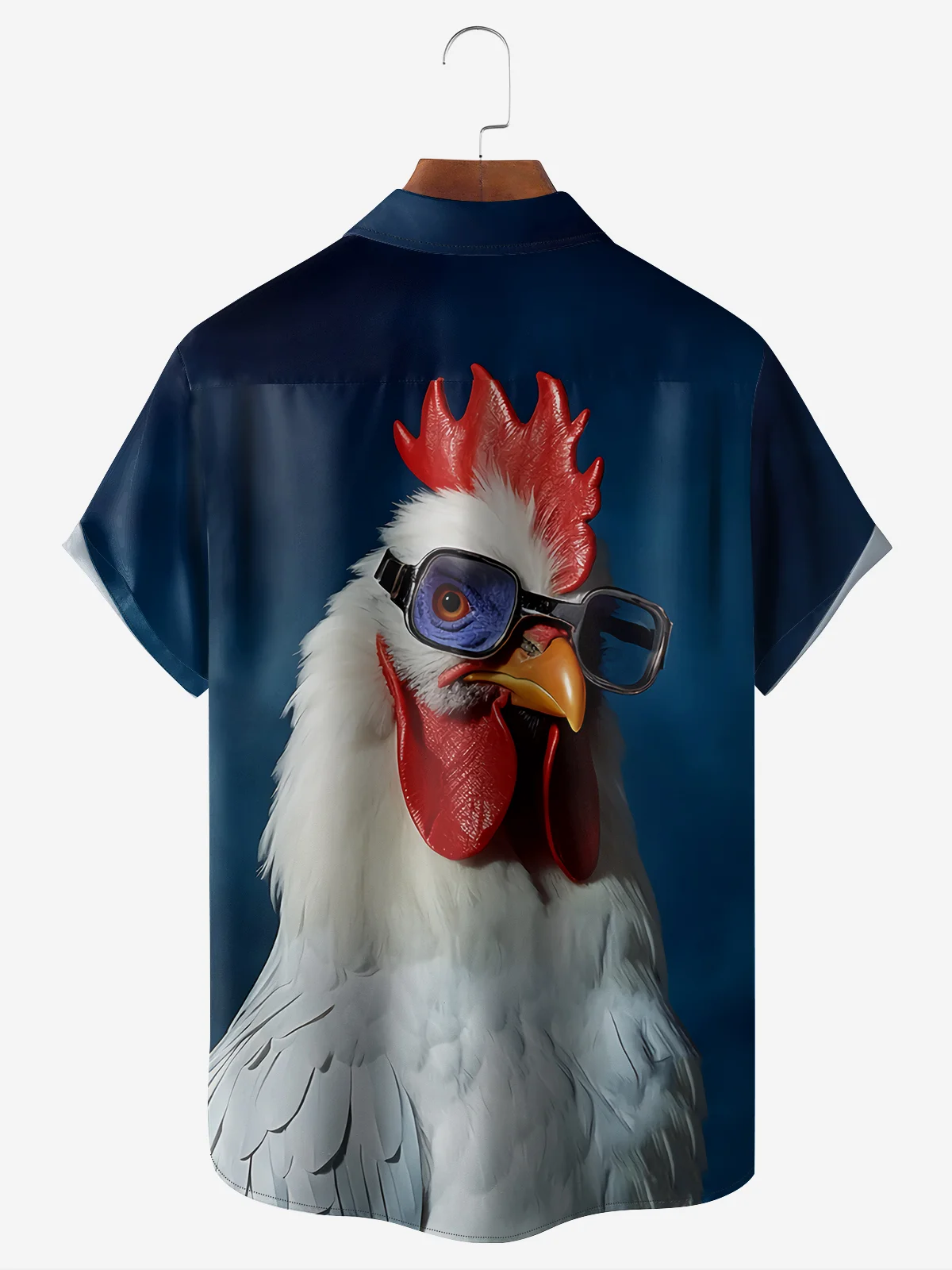 Hardaddy Fun Chicken Chest Pocket Short Sleeve Hawaiian Shirt