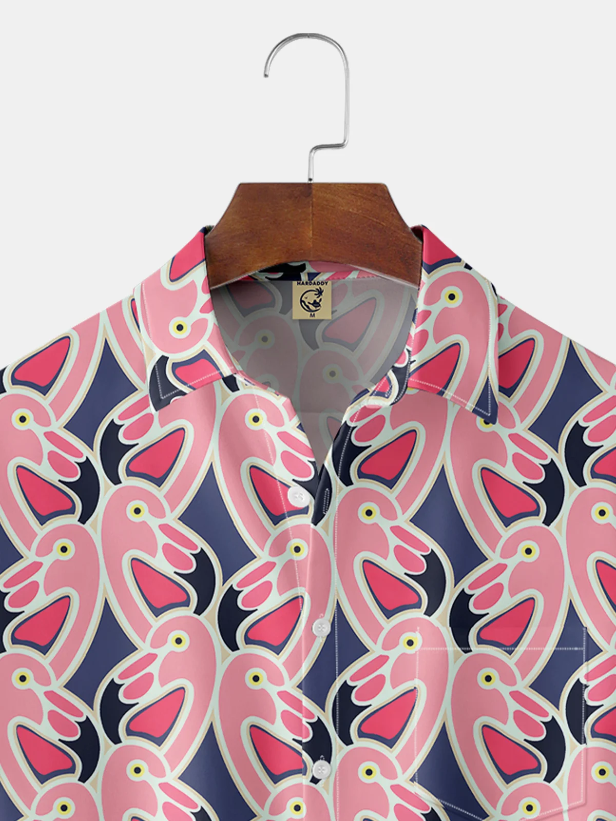 Hardaddy Flamingo Chest Pocket Short Sleeve Casual Shirt