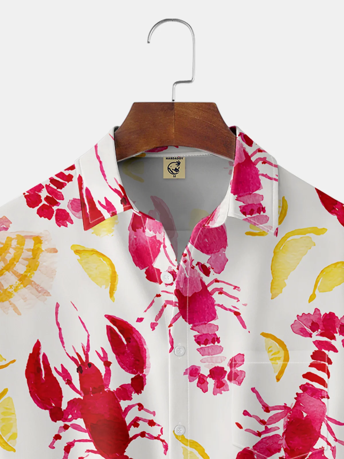 Hardaddy Lobster Chest Pocket Short Sleeve Hawaiian Shirt