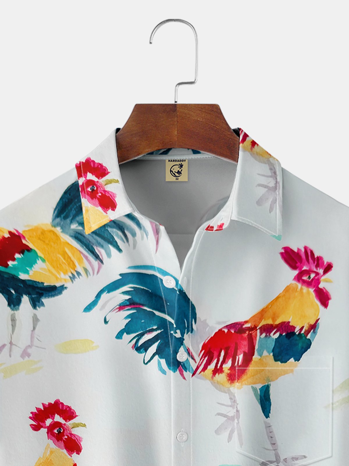 Hardaddy Rooster Chest Pocket Short Sleeve Casual Shirt