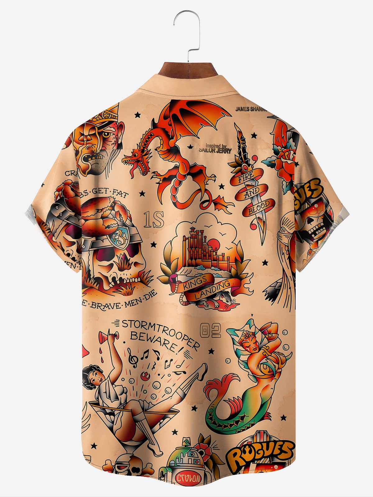 Hardaddy Tattoo Sticker Chest Pocket Short Sleeve Hawaiian Shirt