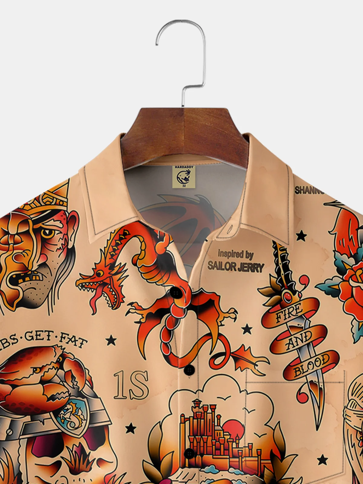 Hardaddy Tattoo Sticker Chest Pocket Short Sleeve Hawaiian Shirt