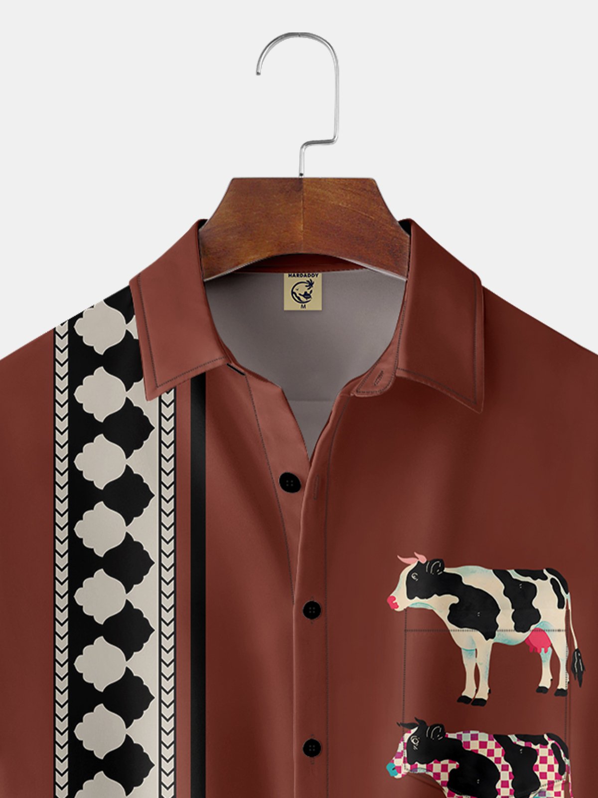 Cow Pattern Bowling Shirt By Andreea Dumuta