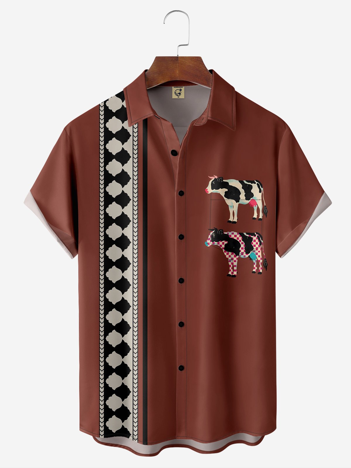 Cow Pattern Bowling Shirt By Andreea Dumuta