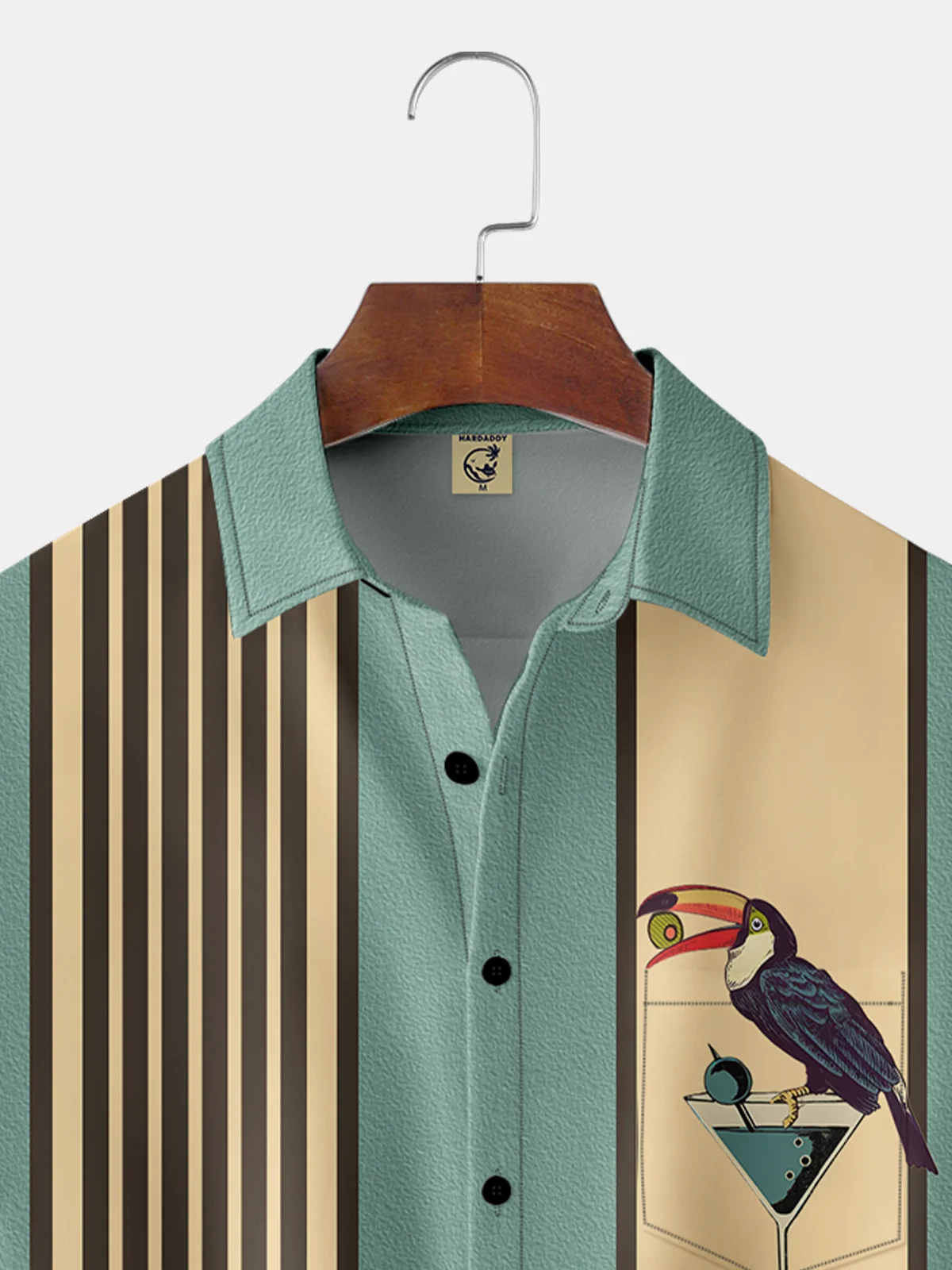 Parrot Cocktail Chest Pocket Short Sleeve Bowling Shirt