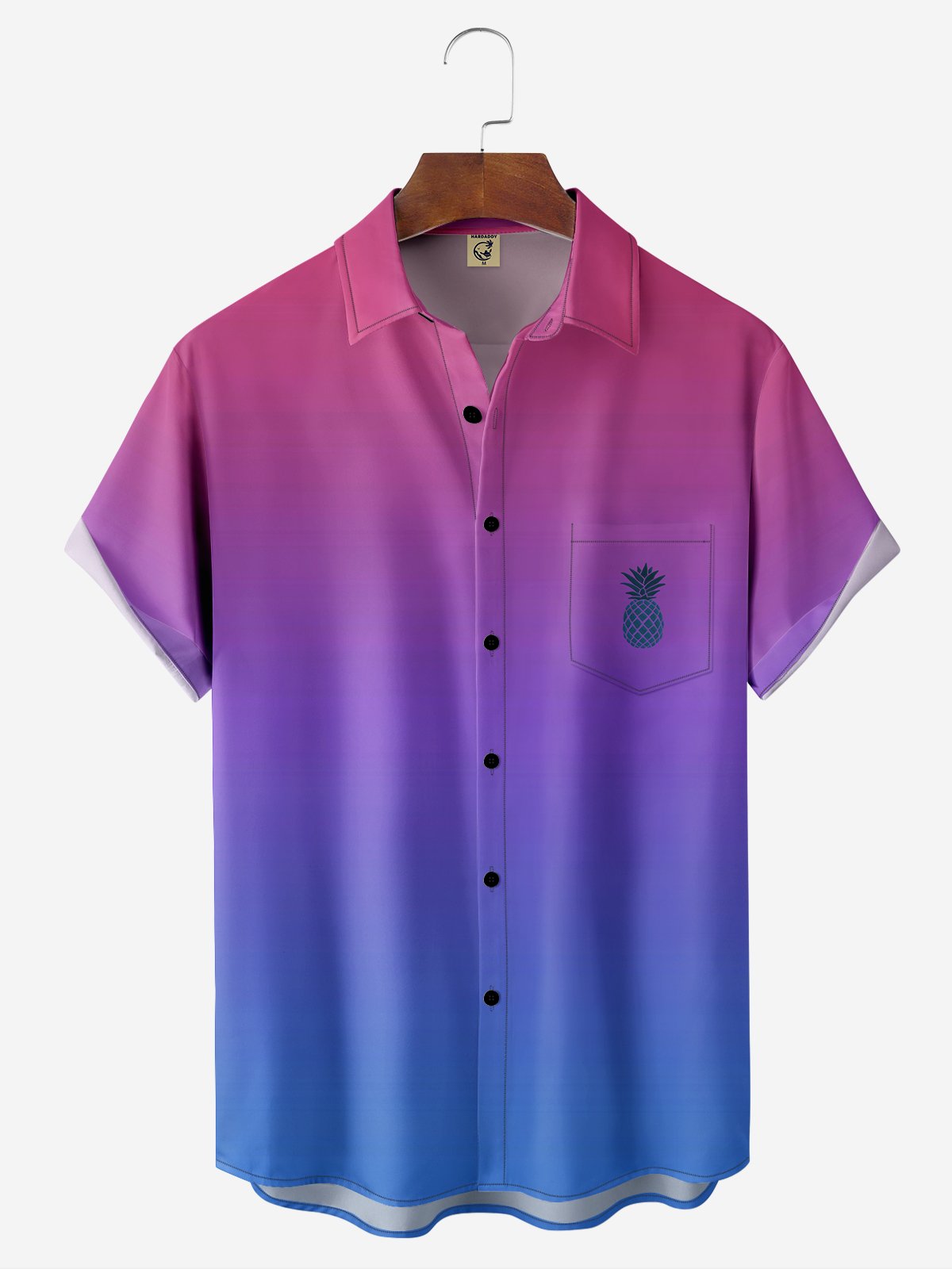 Hardaddy Ombre Pineapple Chest Pocket Short Sleeve Hawaiian Shirt