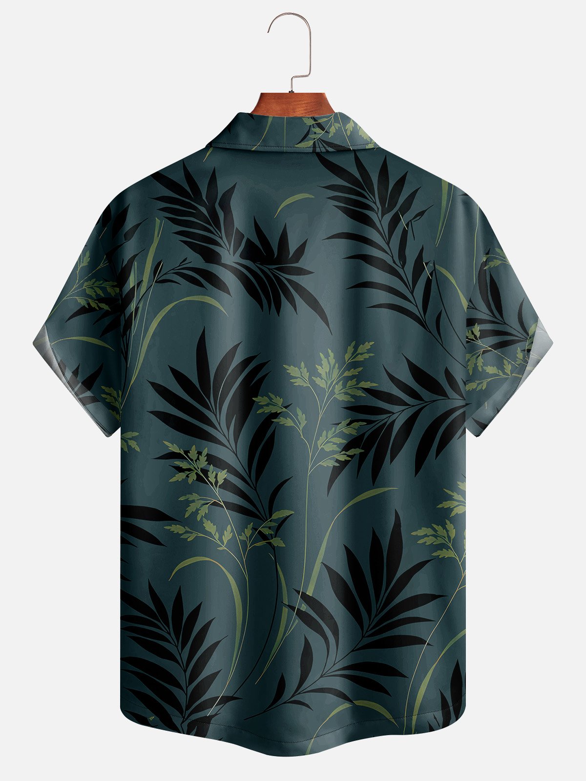Hardaddy Palm Tree Leaf Shirt Men Summer Leaf Vacation Micro-Elasticity Daily Short Sleeve Regular H-Line Camp Collar Aloha Shirts