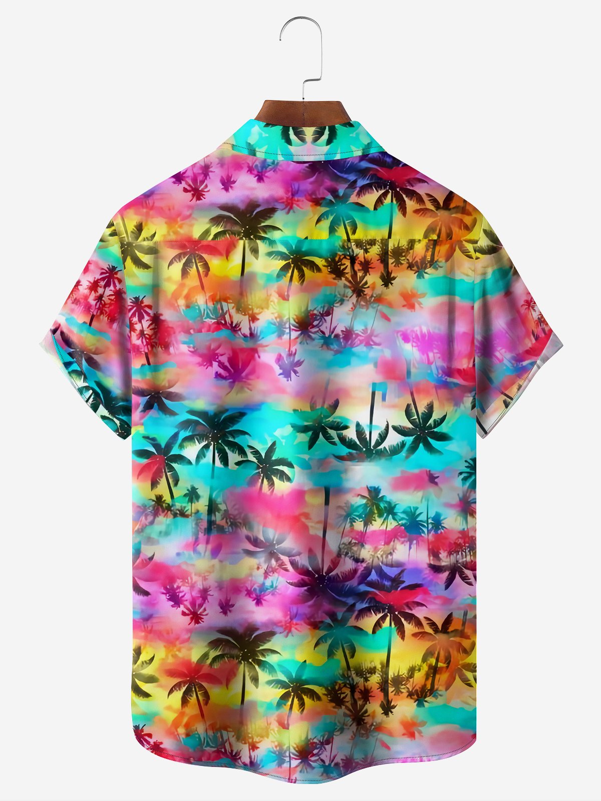 Coconut Tree Chest Pocket Short Sleeve Hawaiian Shirt