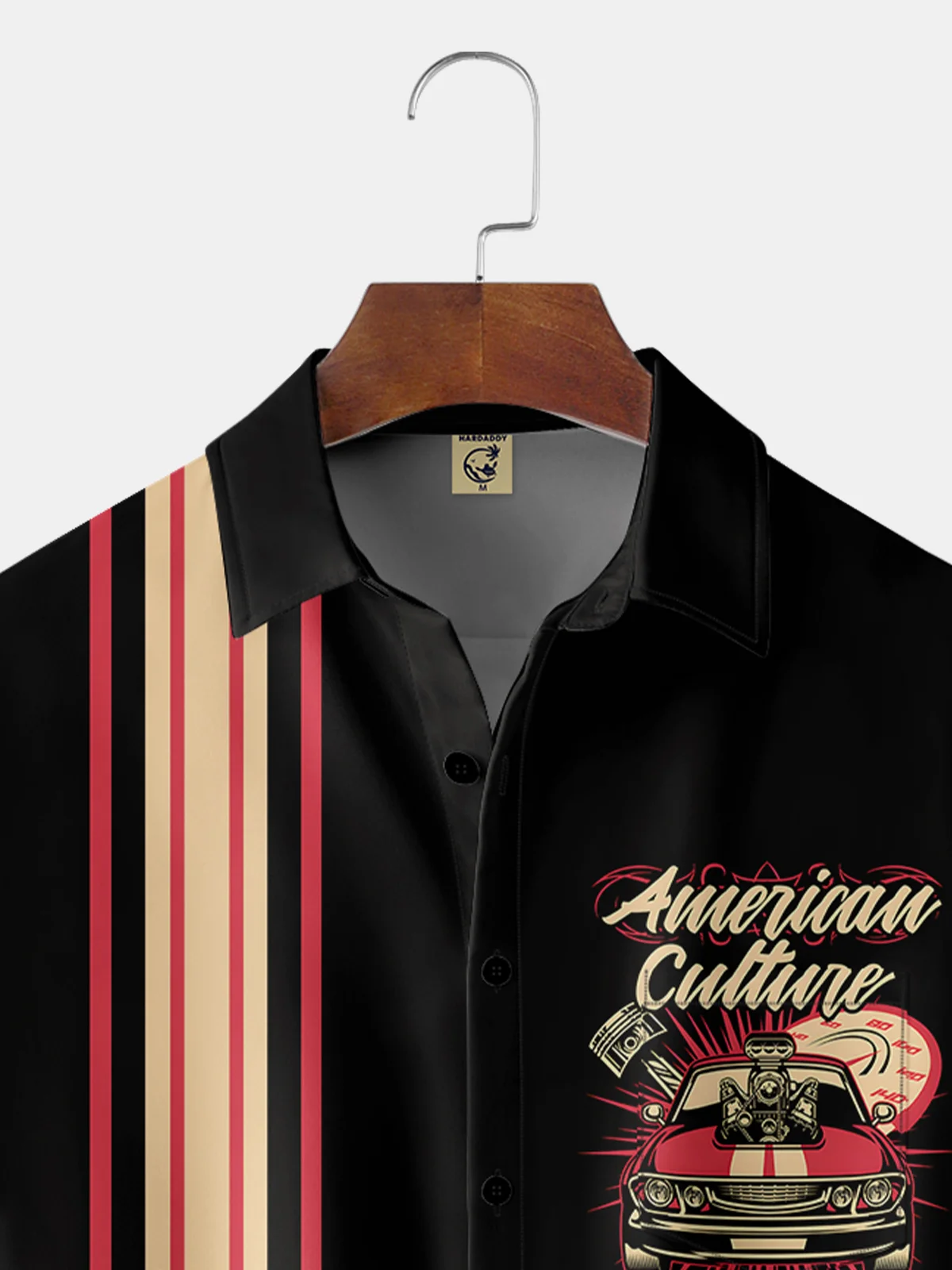 Breathable Retro Car Chest Pocket Bowling Shirt