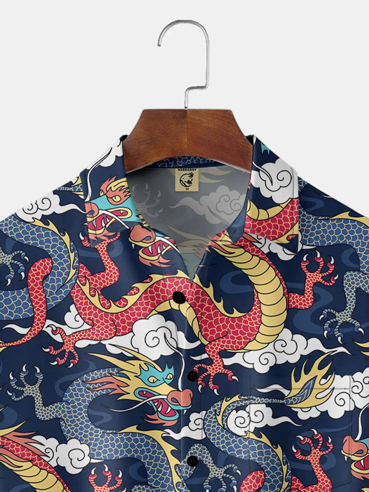 Breathable Animal Dragon Chest Pocket Hawaiian Shirt