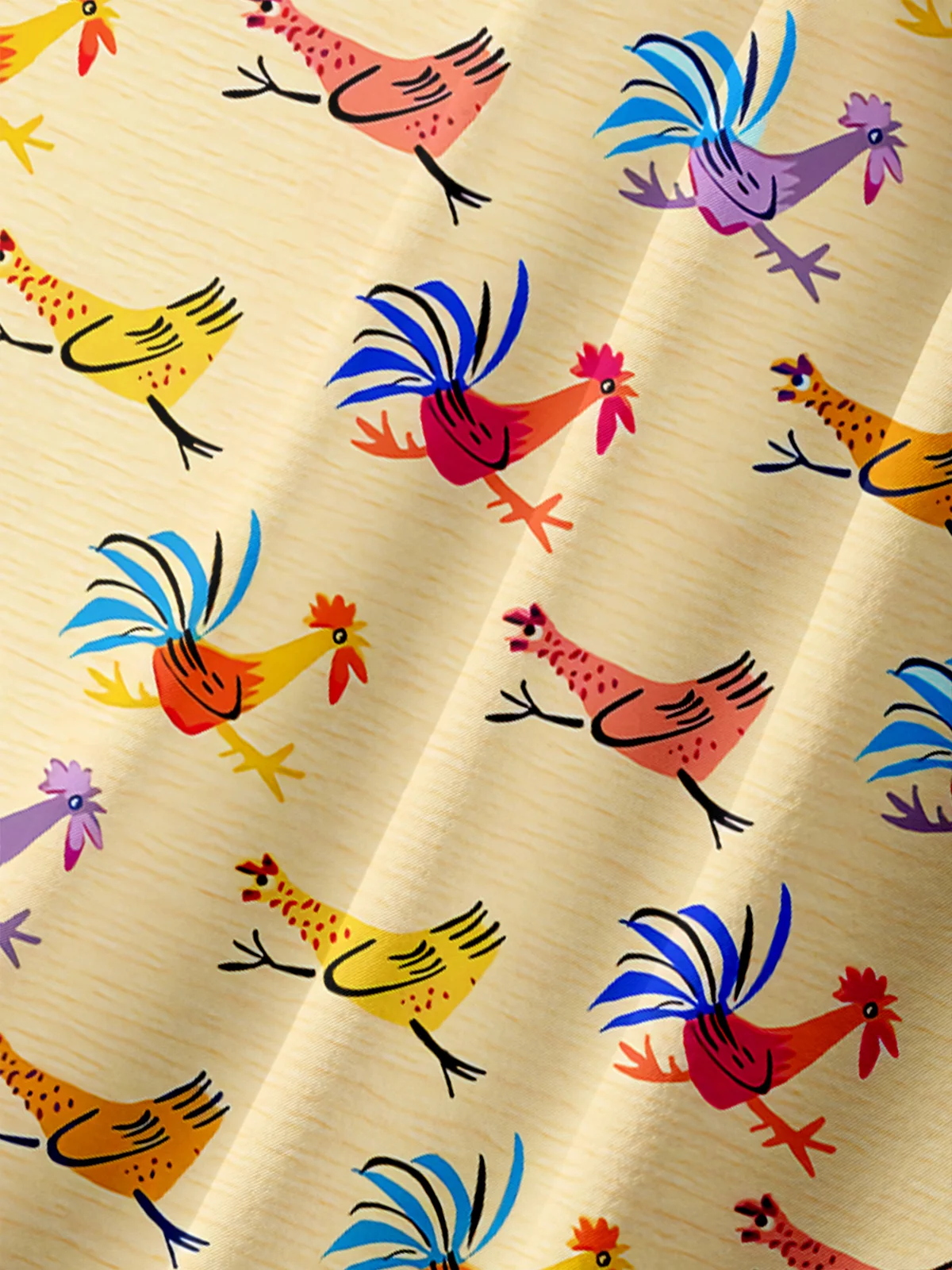 Breathable Rooster Chest Pocket Hawaiian Shirt