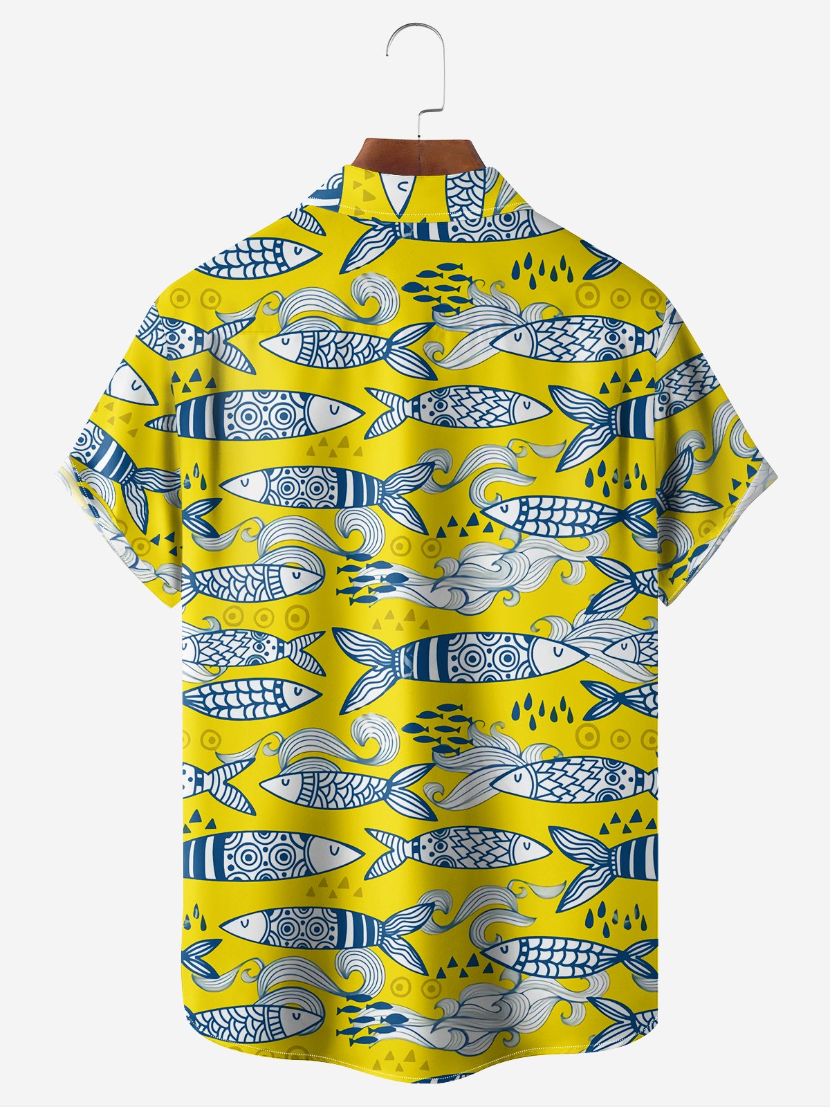 Breathable Ocean Fish Chest Pocket Hawaiian Shirt