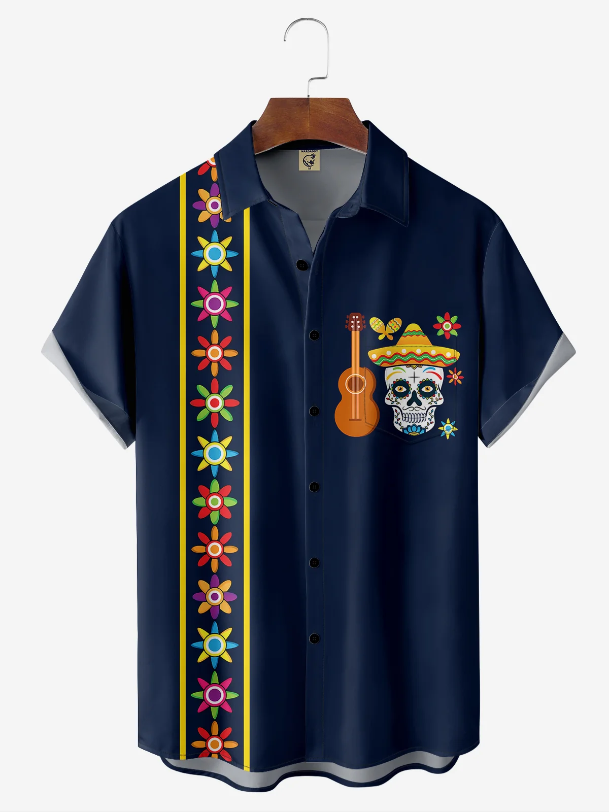 Breathable Cinco de Mayo Chest Pocket Bowling Shirt