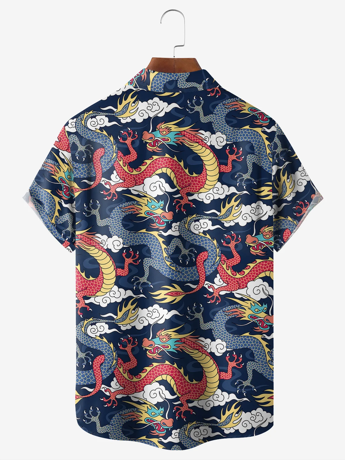 Breathable Animal Dragon Chest Pocket Hawaiian Shirt