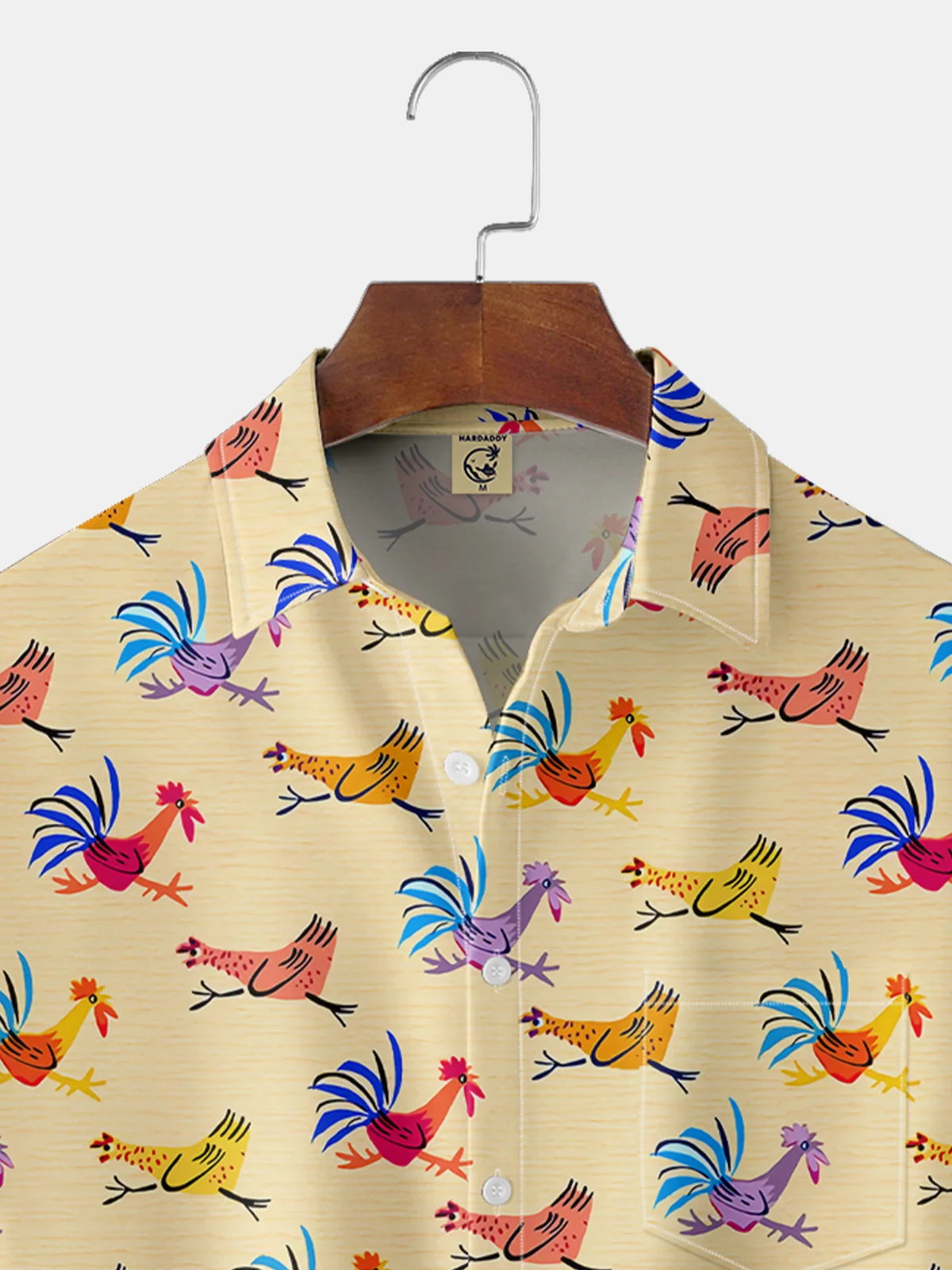 Breathable Rooster Chest Pocket Hawaiian Shirt