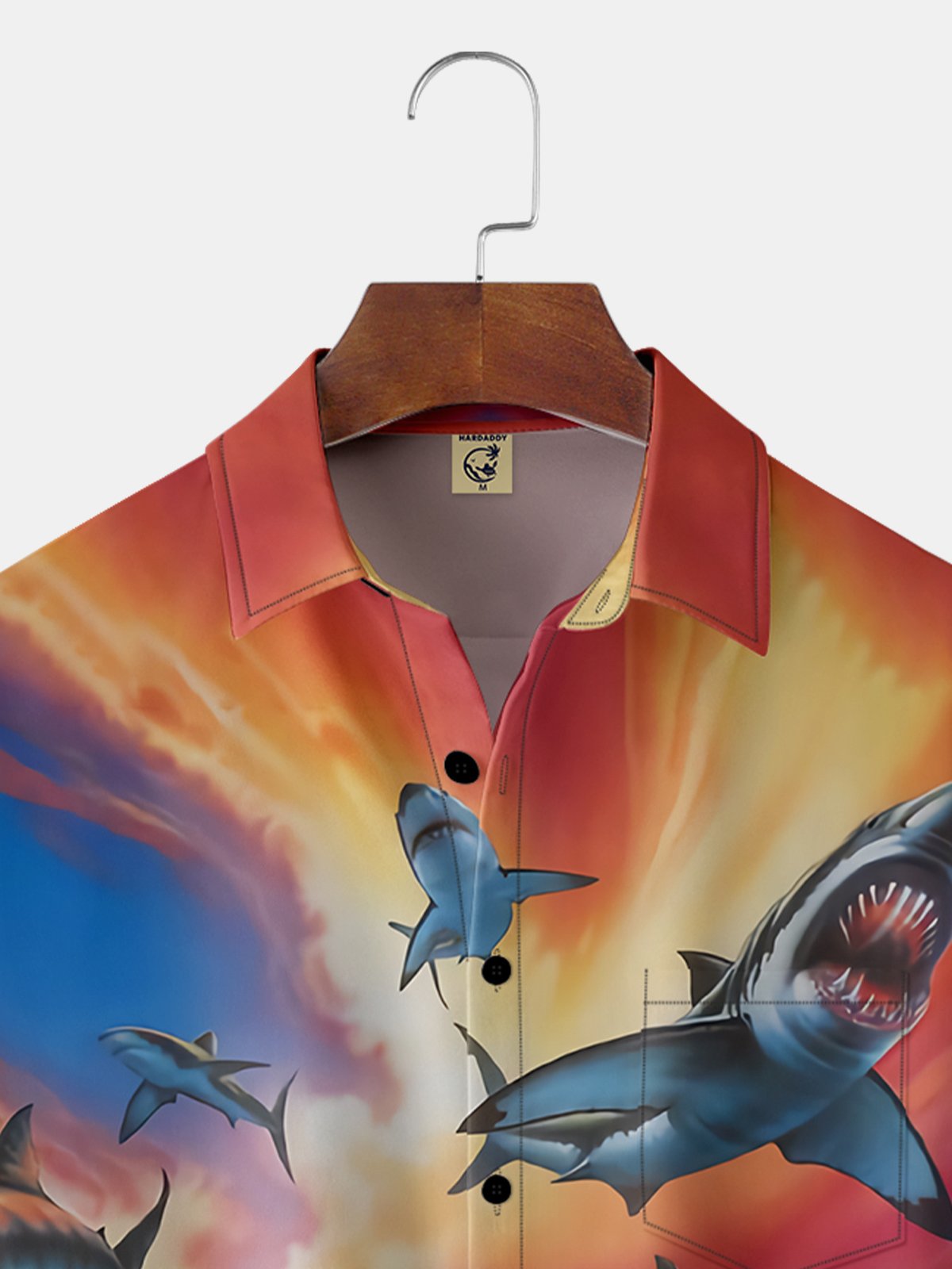 Moisture-wicking Sharks Chest Pocket Hawaiian Shirt