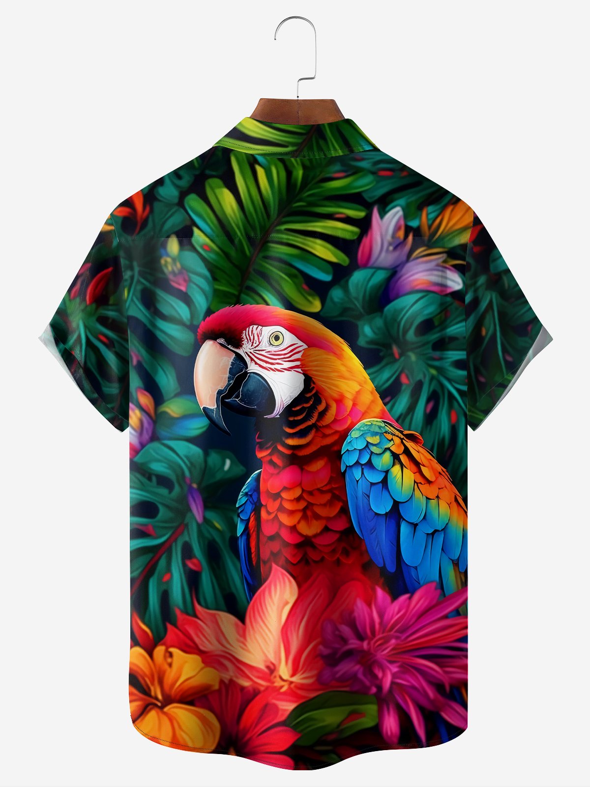 Moisture-wicking Breathable Parrot Chest Pocket Hawaiian Shirt