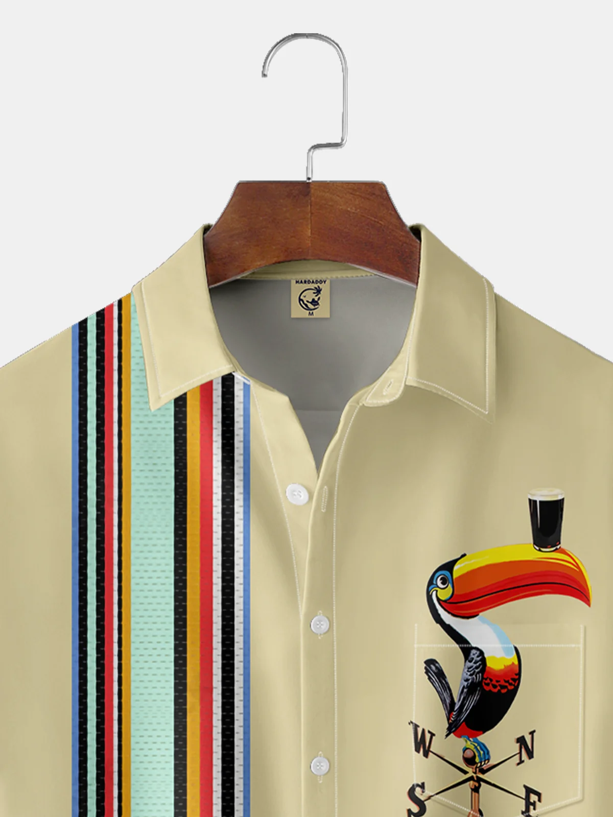 Moisture-Wicking Breathable Toucan Chest Pocket Bowling Shirt