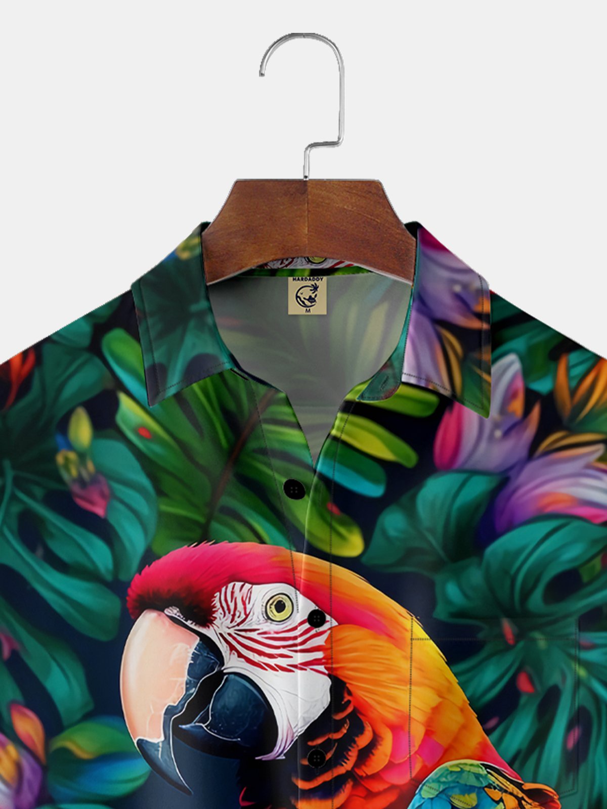 Moisture-wicking Breathable Parrot Chest Pocket Hawaiian Shirt