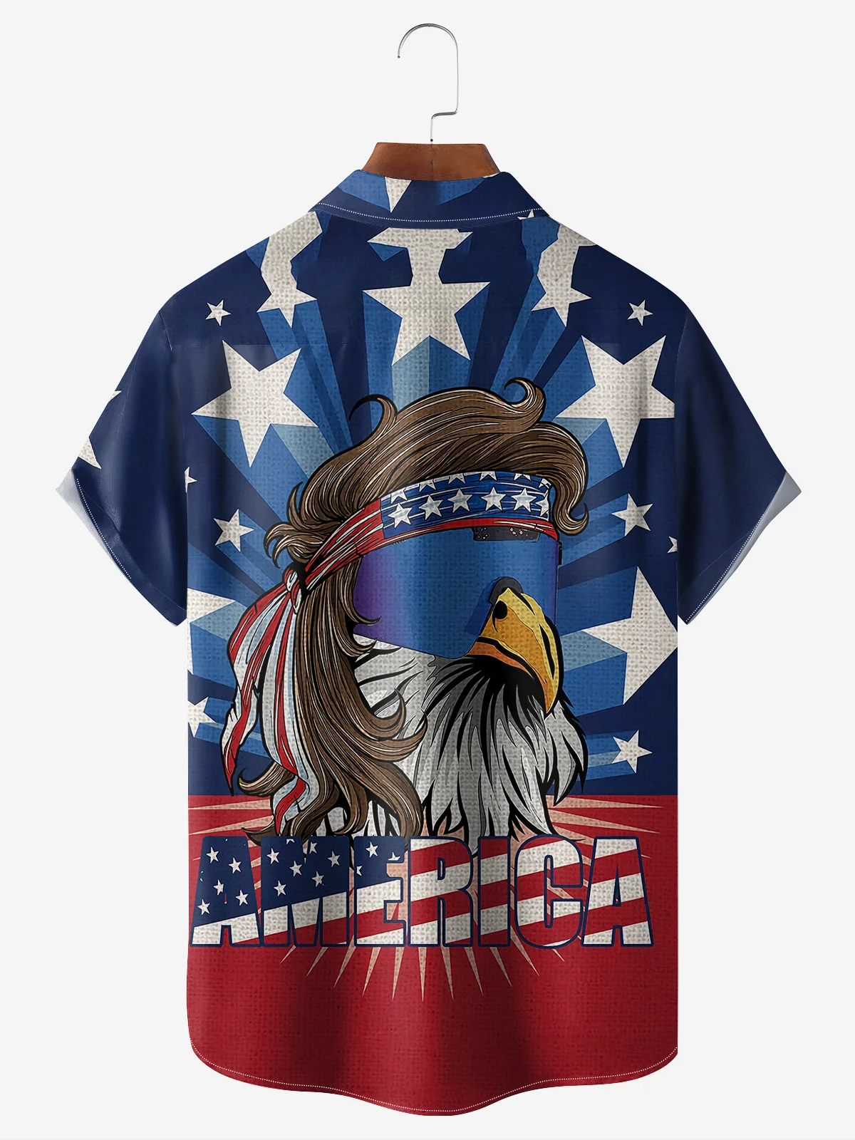 Moisture-Wicking Breathable American Flag Chest Pocket Vacation Shirt