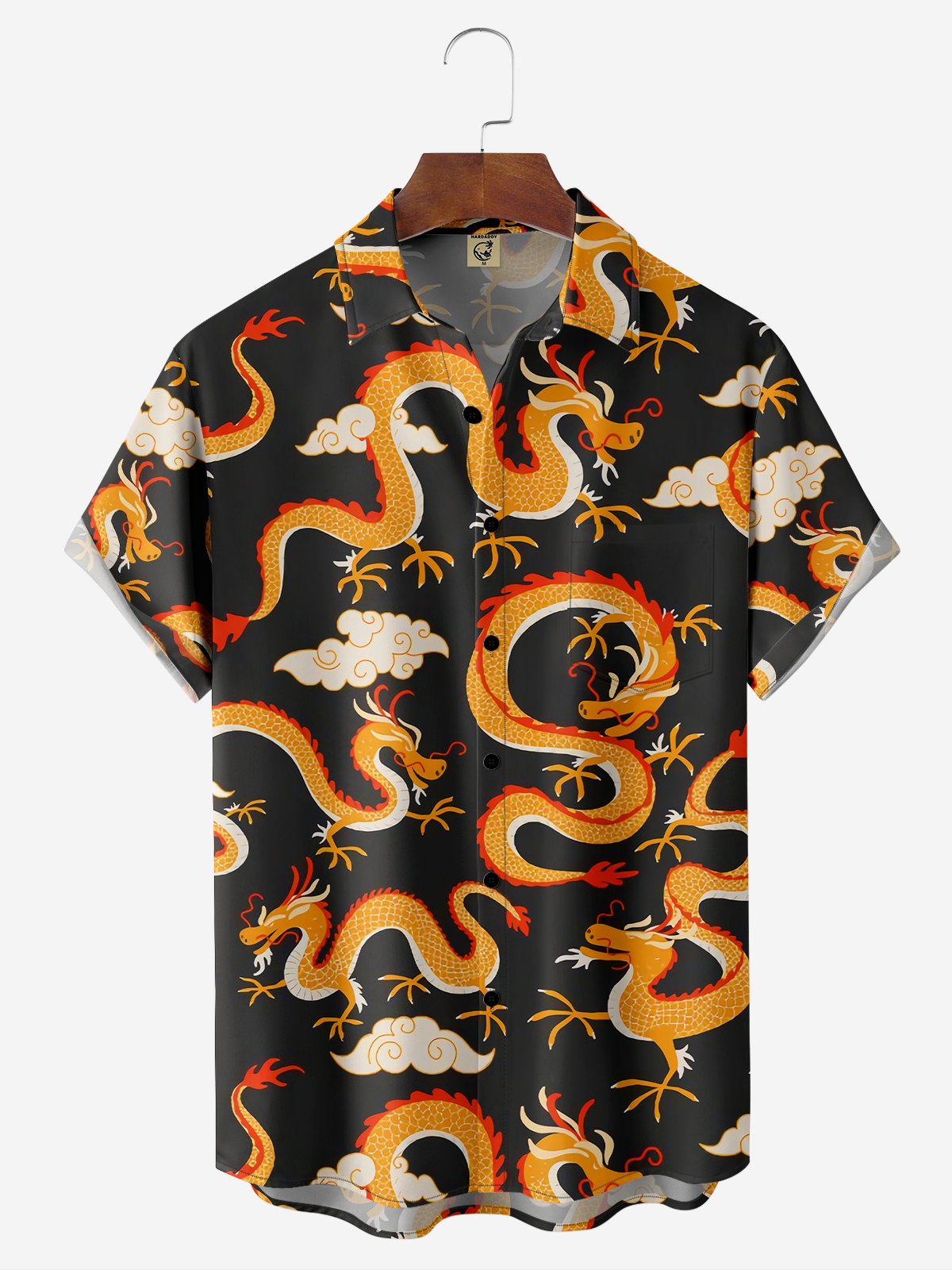 Moisture-wicking Breathable Dragon Chest Pocket Hawaiian Shirt