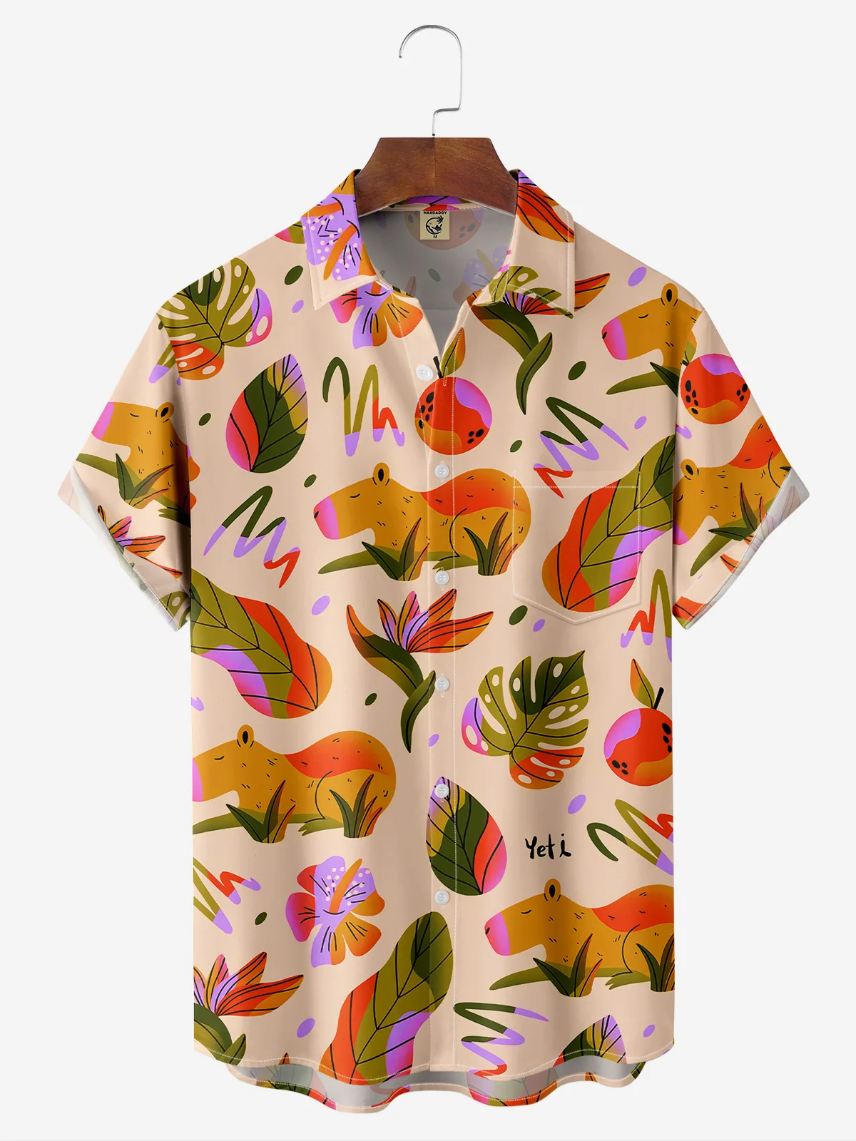 Moisture-wicking Capybara Palm Chest Pocket Resort Shirt