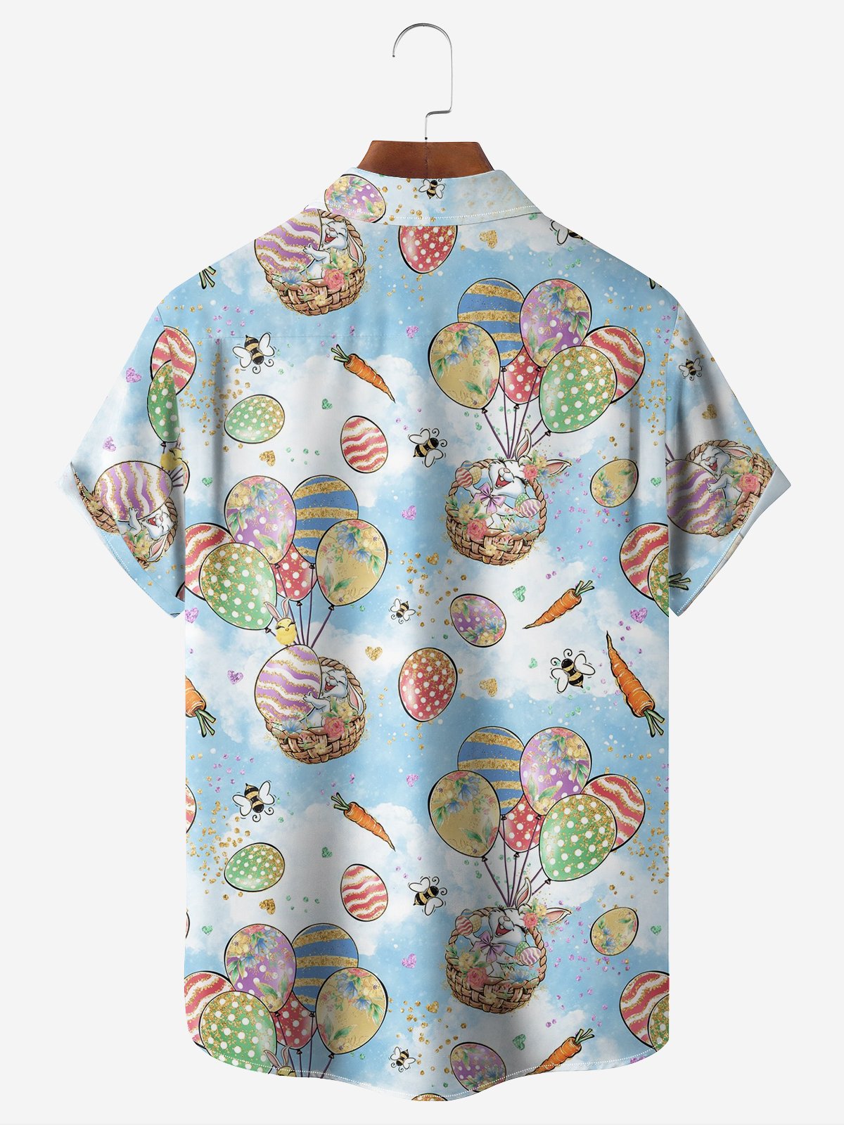 Moisture-wicking Easter Bunny Chest Pocket Hawaiian Shirt