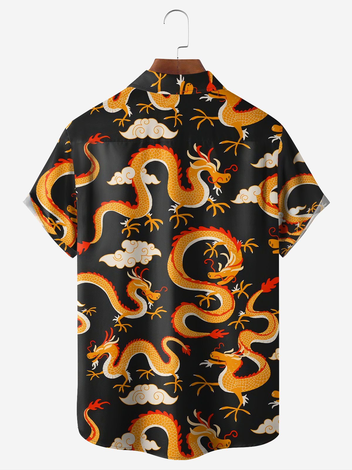 Moisture-wicking Breathable Dragon Chest Pocket Hawaiian Shirt