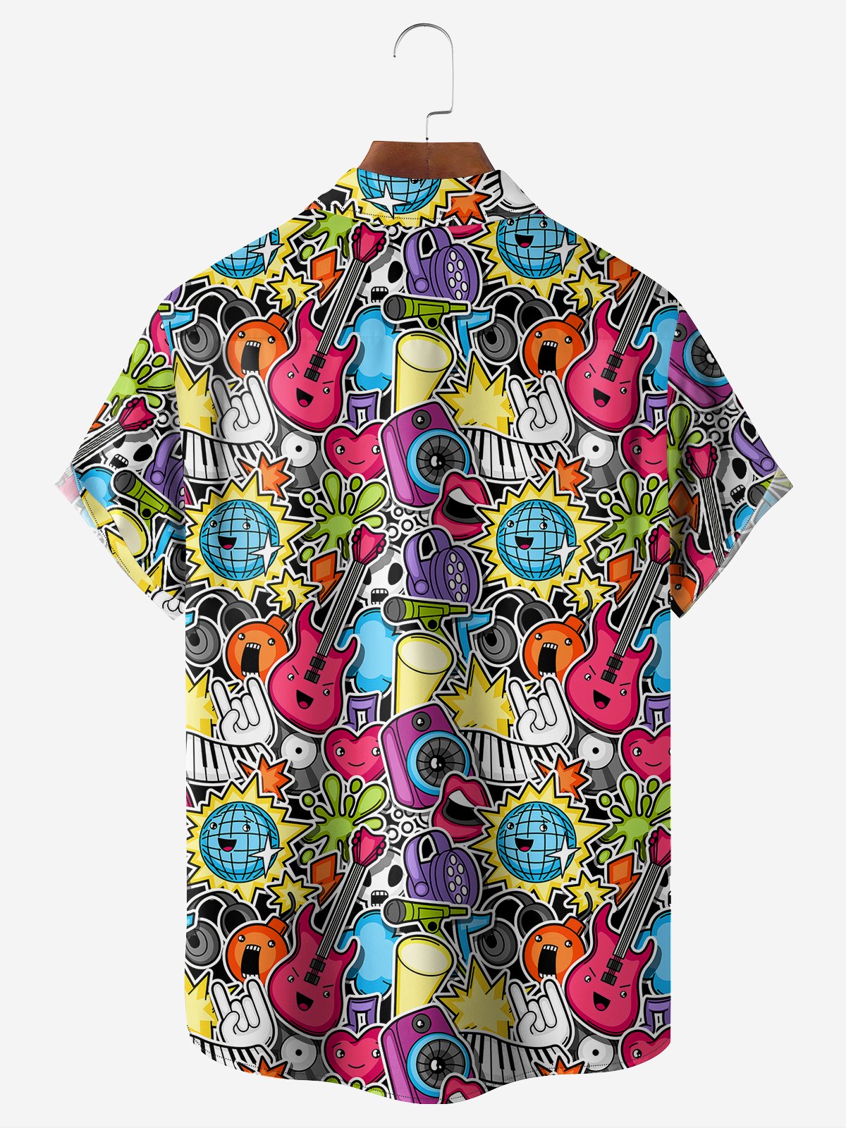 Moisture-Wicking Breathable Music Party Chest Pocket Vacation Shirt