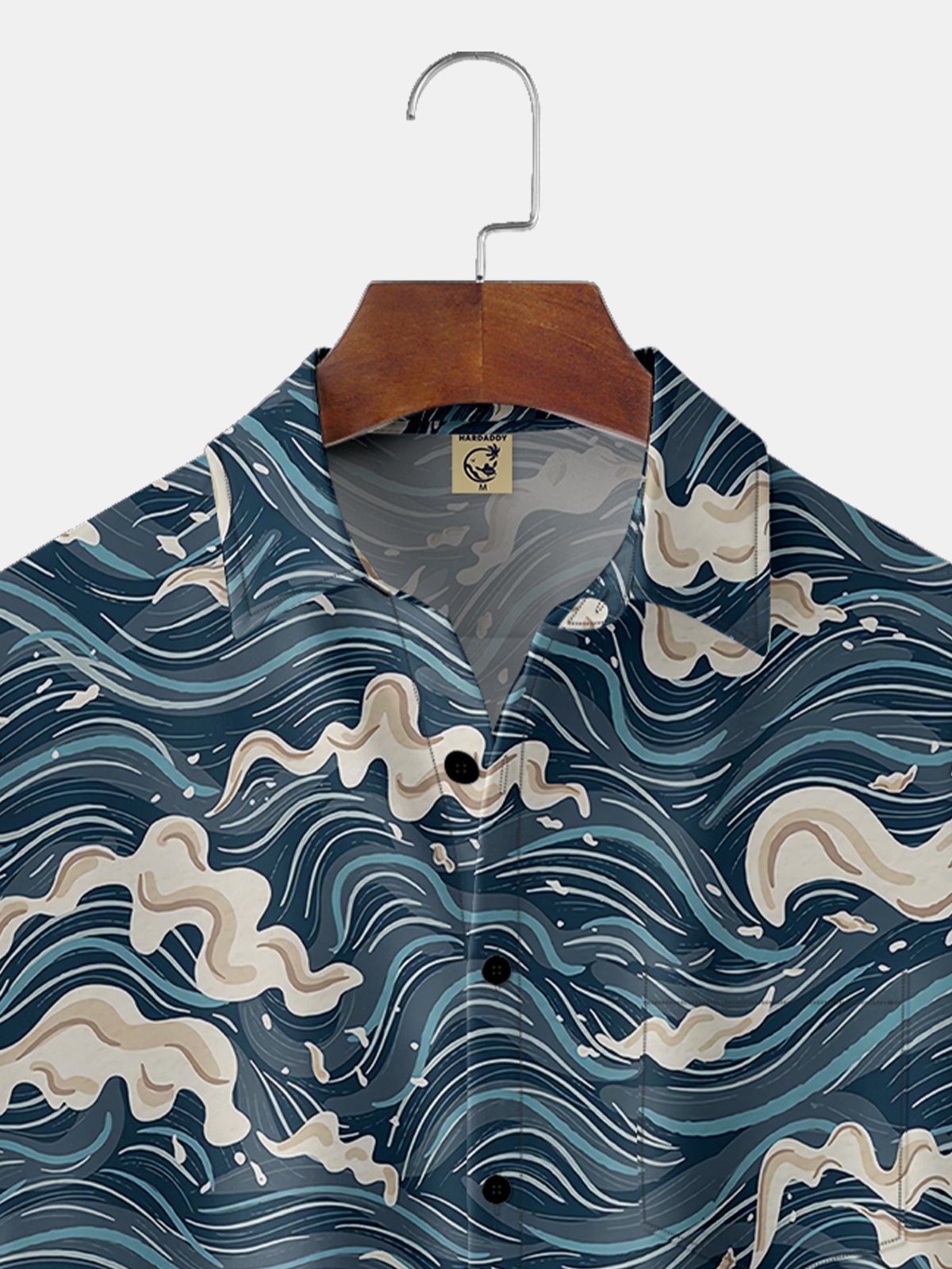 Moisture-wicking Breathable Wave Chest Pocket Hawaiian Shirt