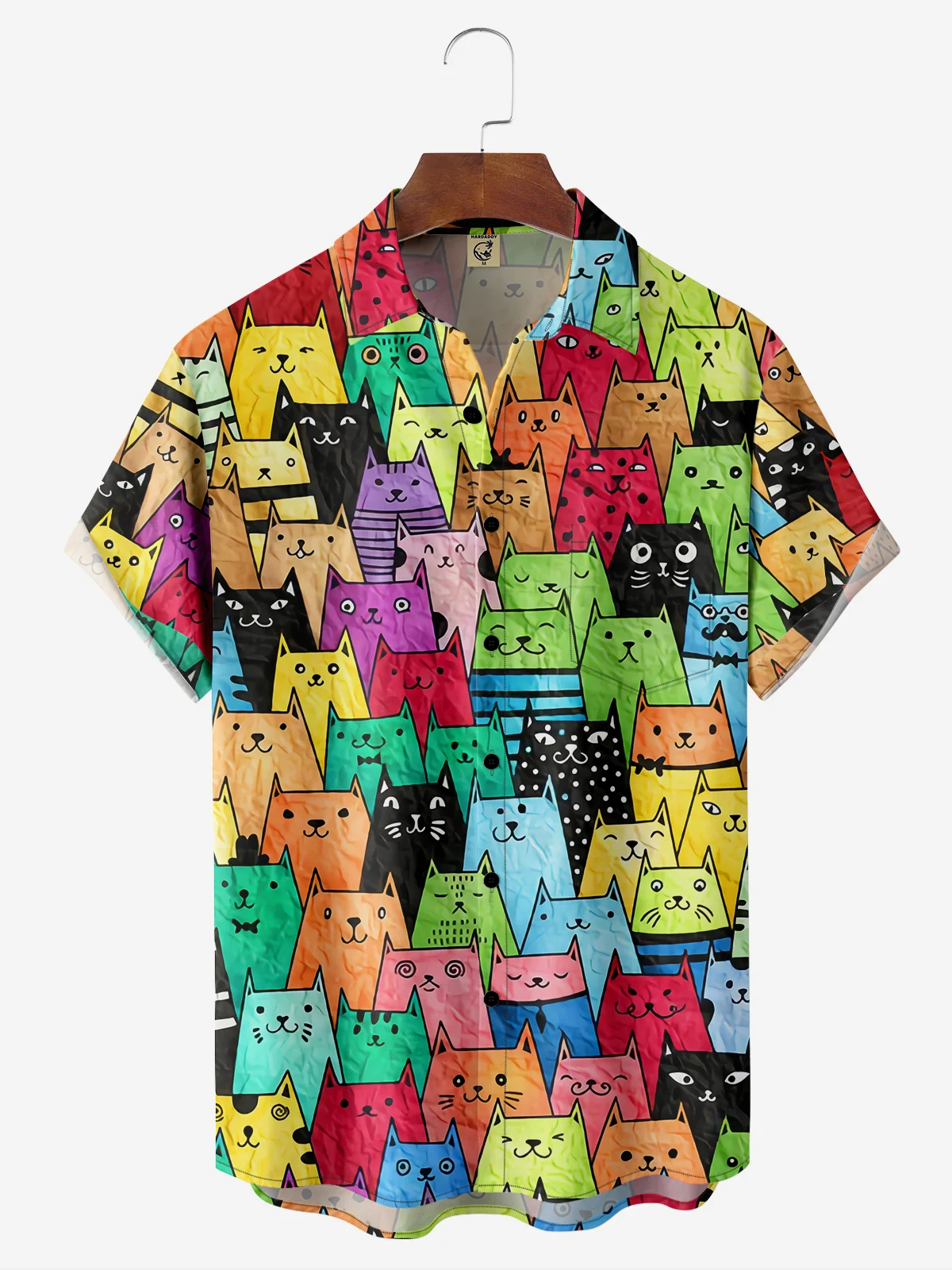 Hardaddy Moisture-wicking Breathable Cats Chest Pocket Hawaiian Shirt
