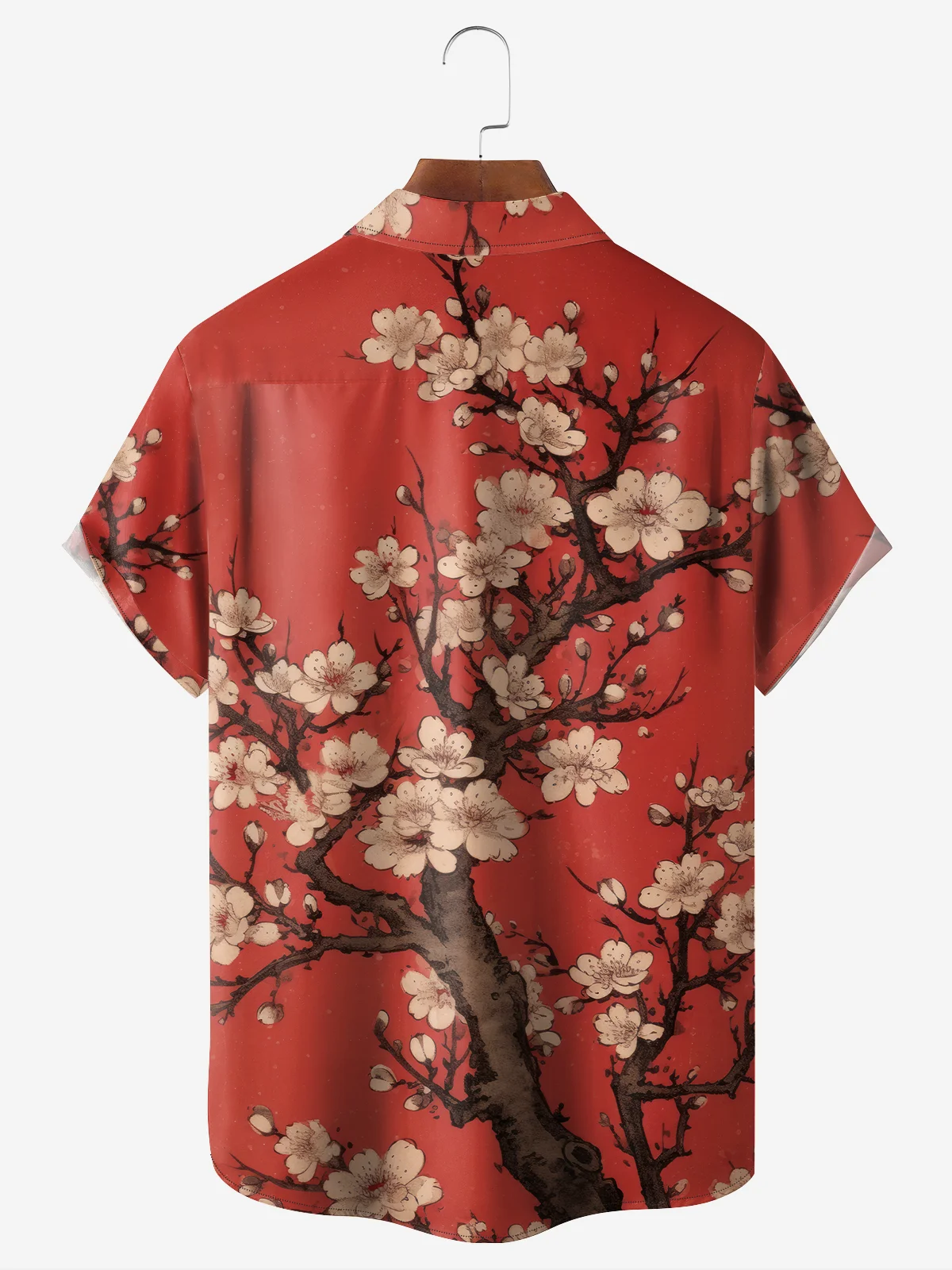 Moisture-wicking Cherry Blossoms Chest Pocket Hawaiian Shirt